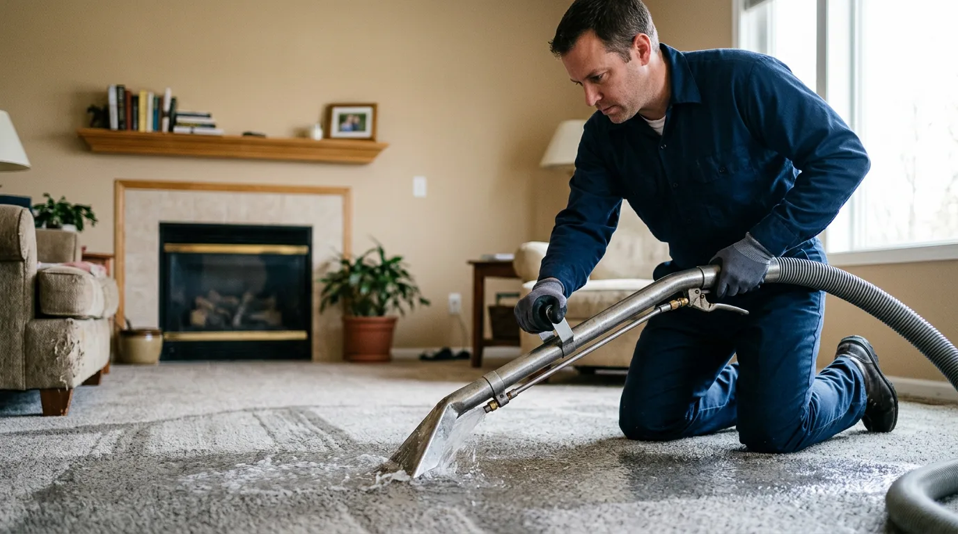 Water damage restoration technician working near House Springs, MO